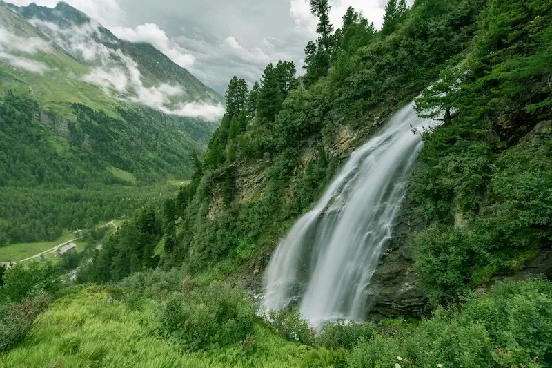 Waterfall in Austrian countryside