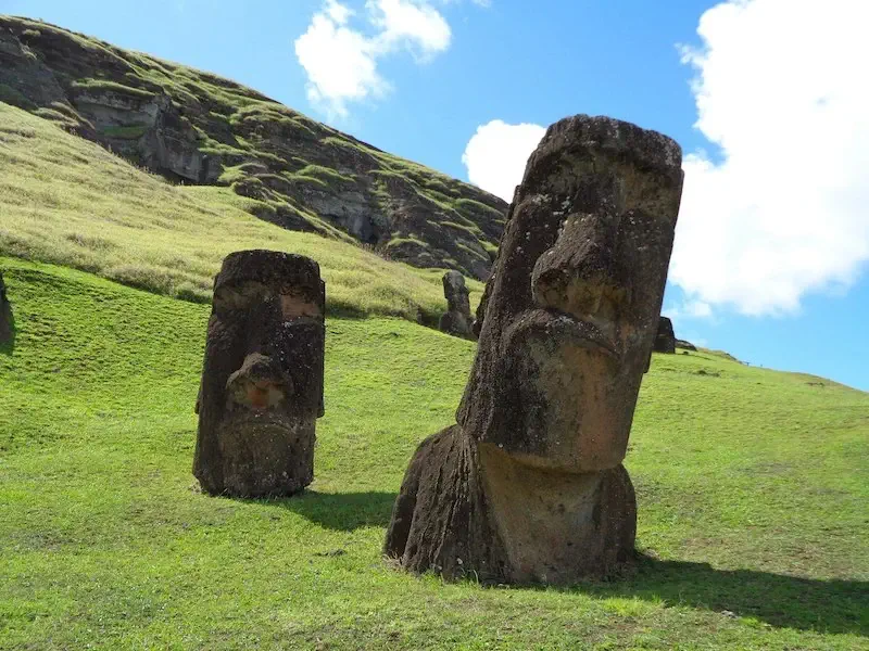 Two Moai statues on Easter Island